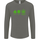 St. Patrick's Day Lucky Weed Drugs Funny Mens Long Sleeve T-Shirt Charcoal