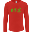 St. Patrick's Day Lucky Weed Drugs Funny Mens Long Sleeve T-Shirt Red