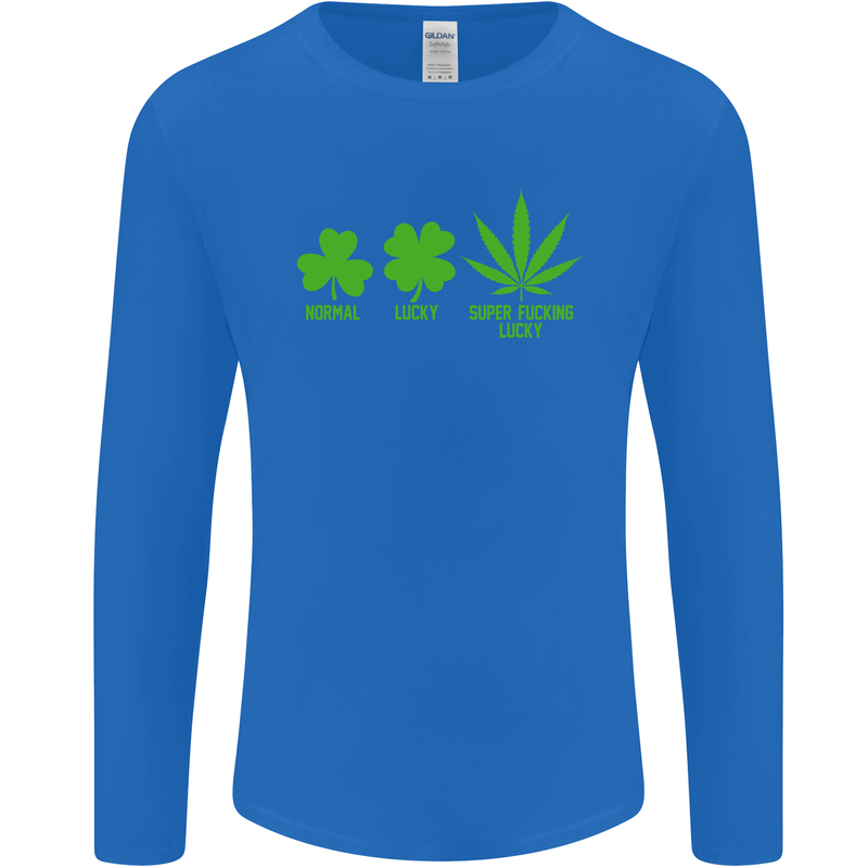 St. Patrick's Day Lucky Weed Drugs Funny Mens Long Sleeve T-Shirt Royal Blue