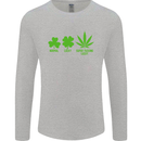 St. Patrick's Day Lucky Weed Drugs Funny Mens Long Sleeve T-Shirt Sports Grey