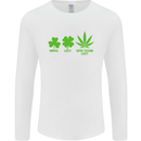 St. Patrick's Day Lucky Weed Drugs Funny Mens Long Sleeve T-Shirt White