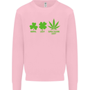 St. Patrick's Day Lucky Weed Drugs Funny Mens Sweatshirt Jumper Light Pink
