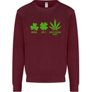 St. Patrick's Day Lucky Weed Drugs Funny Mens Sweatshirt Jumper Maroon