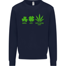 St. Patrick's Day Lucky Weed Drugs Funny Mens Sweatshirt Jumper Navy Blue
