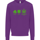 St. Patrick's Day Lucky Weed Drugs Funny Mens Sweatshirt Jumper Purple