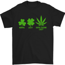 St. Patrick's Day Lucky Weed Drugs Funny Mens T-Shirt Cotton Gildan Black