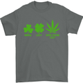 St. Patrick's Day Lucky Weed Drugs Funny Mens T-Shirt Cotton Gildan Charcoal