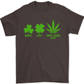 St. Patrick's Day Lucky Weed Drugs Funny Mens T-Shirt Cotton Gildan Dark Chocolate