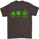 St. Patrick's Day Lucky Weed Drugs Funny Mens T-Shirt Cotton Gildan Dark Chocolate