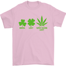 St. Patrick's Day Lucky Weed Drugs Funny Mens T-Shirt Cotton Gildan Light Pink