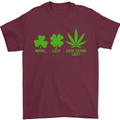 St. Patrick's Day Lucky Weed Drugs Funny Mens T-Shirt Cotton Gildan Maroon