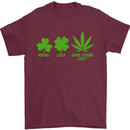 St. Patrick's Day Lucky Weed Drugs Funny Mens T-Shirt Cotton Gildan Maroon