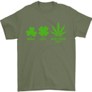 St. Patrick's Day Lucky Weed Drugs Funny Mens T-Shirt Cotton Gildan Military Green