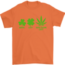 St. Patrick's Day Lucky Weed Drugs Funny Mens T-Shirt Cotton Gildan Orange