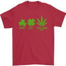 St. Patrick's Day Lucky Weed Drugs Funny Mens T-Shirt Cotton Gildan Red
