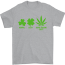 St. Patrick's Day Lucky Weed Drugs Funny Mens T-Shirt Cotton Gildan Sports Grey