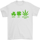 St. Patrick's Day Lucky Weed Drugs Funny Mens T-Shirt Cotton Gildan White