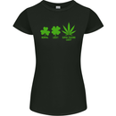 St. Patrick's Day Lucky Weed Drugs Funny Womens Petite Cut T-Shirt Black