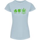 St. Patrick's Day Lucky Weed Drugs Funny Womens Petite Cut T-Shirt Light Blue
