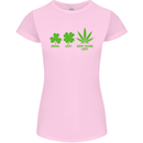 St. Patrick's Day Lucky Weed Drugs Funny Womens Petite Cut T-Shirt Light Pink