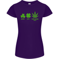 St. Patrick's Day Lucky Weed Drugs Funny Womens Petite Cut T-Shirt Purple