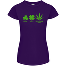 St. Patrick's Day Lucky Weed Drugs Funny Womens Petite Cut T-Shirt Purple