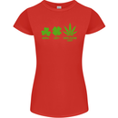 St. Patrick's Day Lucky Weed Drugs Funny Womens Petite Cut T-Shirt Red