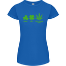 St. Patrick's Day Lucky Weed Drugs Funny Womens Petite Cut T-Shirt Royal Blue