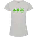 St. Patrick's Day Lucky Weed Drugs Funny Womens Petite Cut T-Shirt Sports Grey