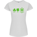 St. Patrick's Day Lucky Weed Drugs Funny Womens Petite Cut T-Shirt White