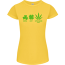 St. Patrick's Day Lucky Weed Drugs Funny Womens Petite Cut T-Shirt Yellow