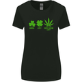 St. Patrick's Day Lucky Weed Drugs Funny Womens Wider Cut T-Shirt Black