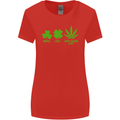 St. Patrick's Day Lucky Weed Drugs Funny Womens Wider Cut T-Shirt Red