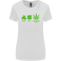 St. Patrick's Day Lucky Weed Drugs Funny Womens Wider Cut T-Shirt White