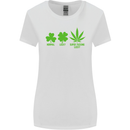 St. Patrick's Day Lucky Weed Drugs Funny Womens Wider Cut T-Shirt White