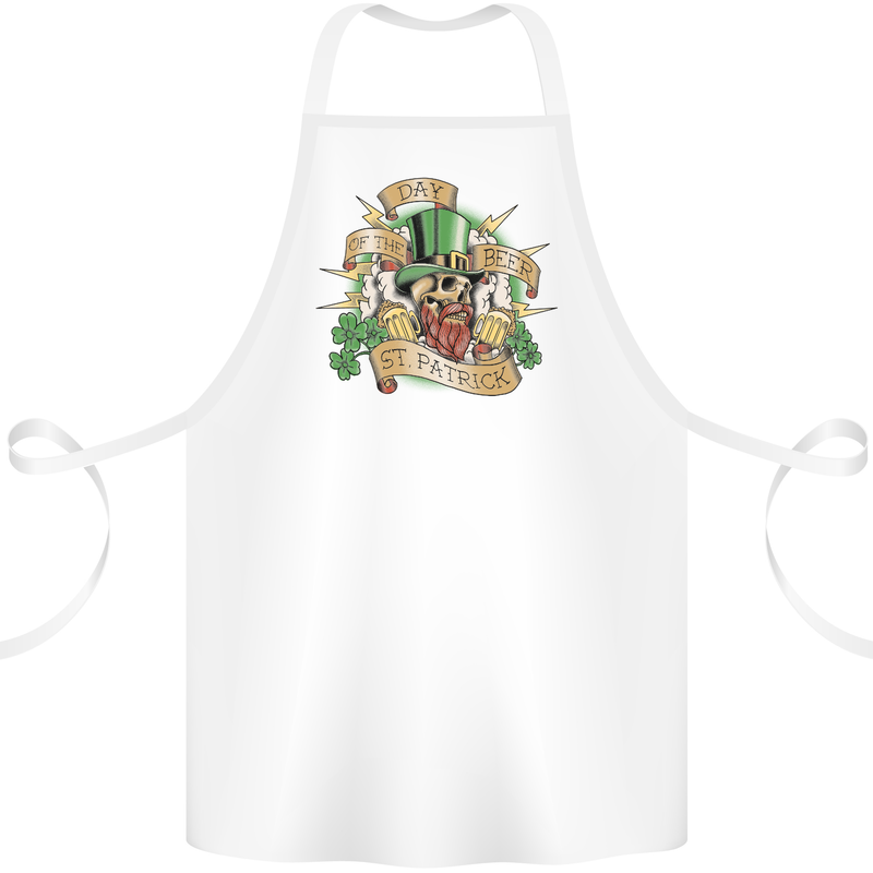 St. Patrick's Day of the Beer Funny Irish Cotton Apron 100% Organic White