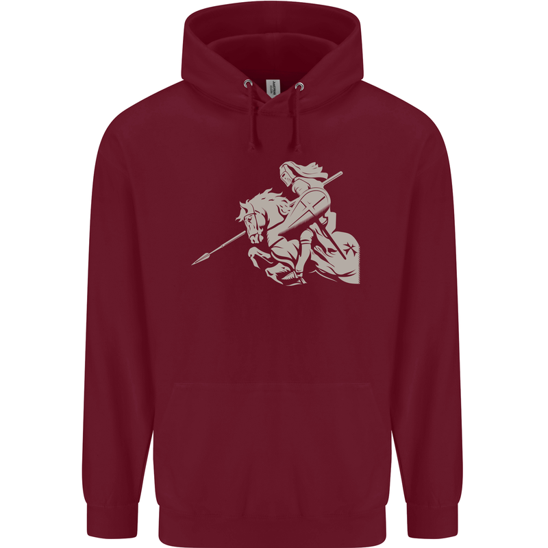 St George On a Horse St. George's Day Childrens Kids Hoodie Maroon