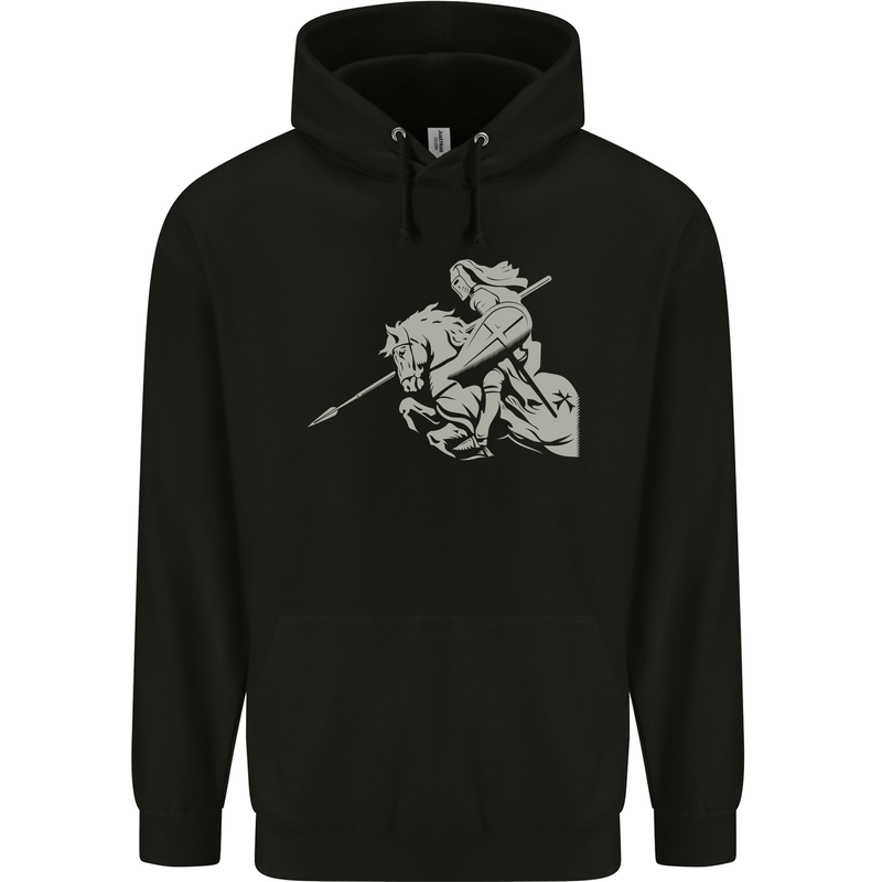 St George On a Horse St. George's Day Mens 80% Cotton Hoodie Black