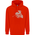 St George On a Horse St. George's Day Mens 80% Cotton Hoodie Bright Red