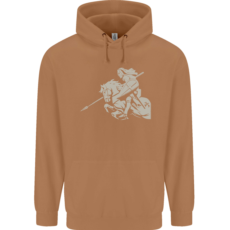 St George On a Horse St. George's Day Mens 80% Cotton Hoodie Caramel Latte