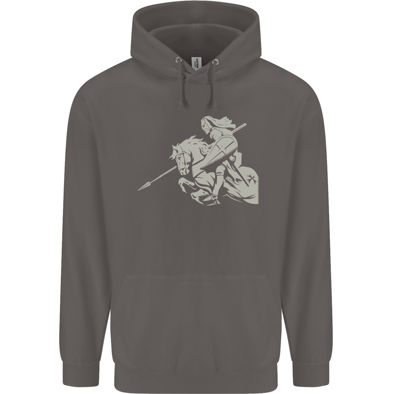 St George On a Horse St. George's Day Mens 80% Cotton Hoodie Charcoal