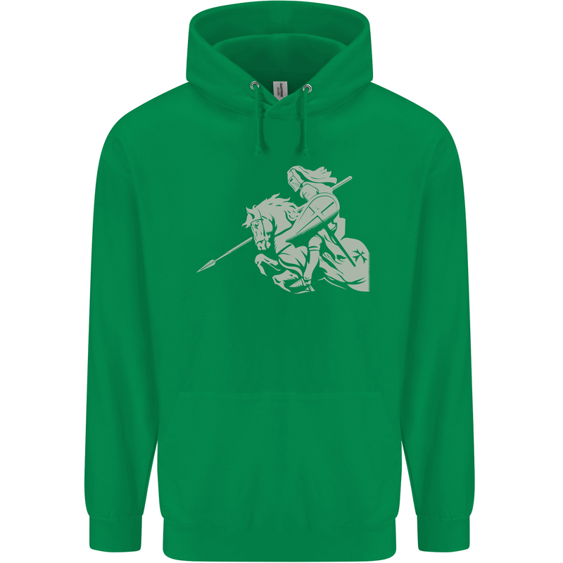 St George On a Horse St. George's Day Mens 80% Cotton Hoodie Irish Green