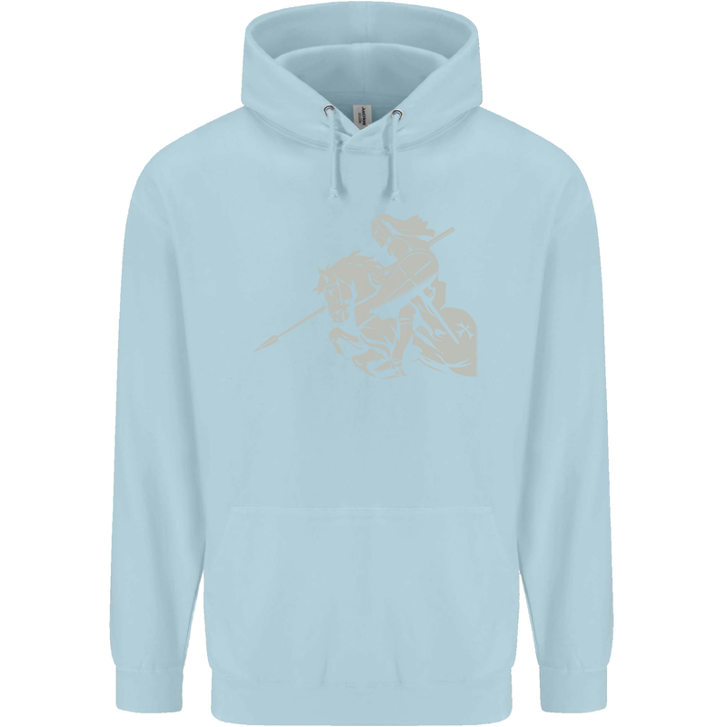 St George On a Horse St. George's Day Mens 80% Cotton Hoodie Light Blue