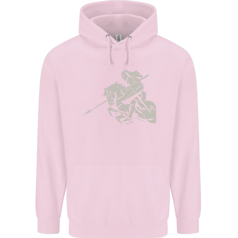 St George On a Horse St. George's Day Mens 80% Cotton Hoodie Light Pink