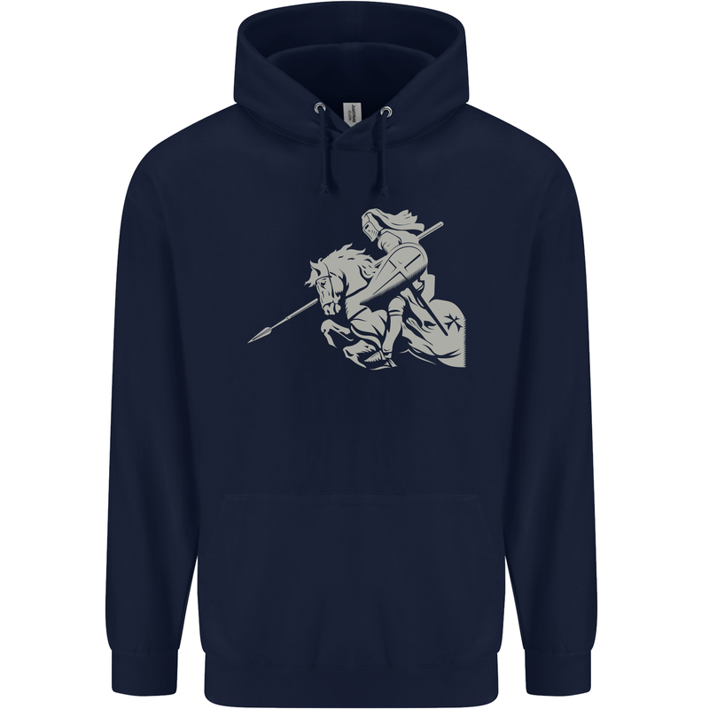 St George On a Horse St. George's Day Mens 80% Cotton Hoodie Navy Blue