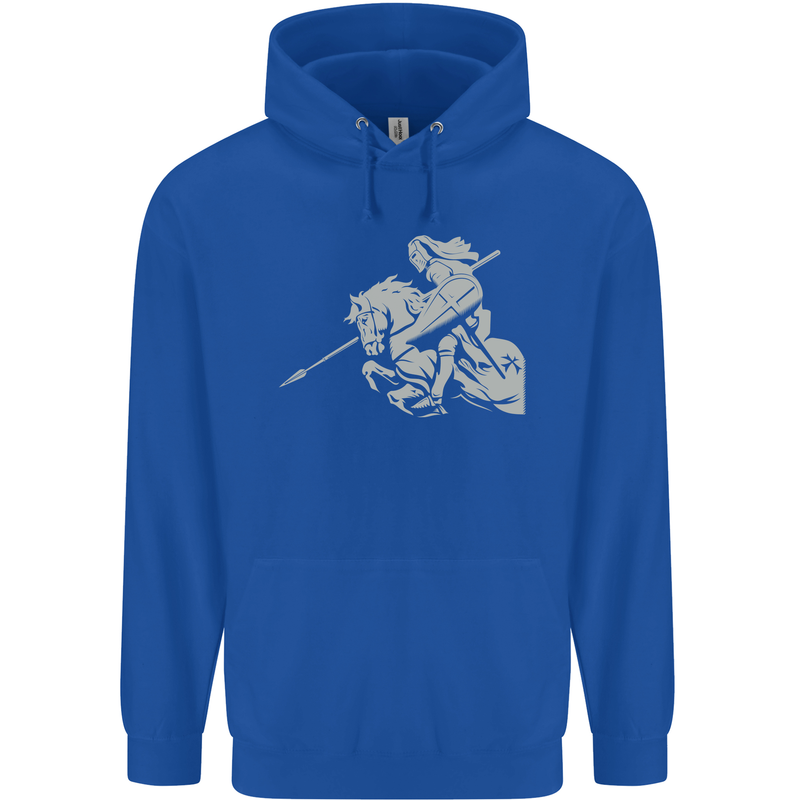 St George On a Horse St. George's Day Mens 80% Cotton Hoodie Royal Blue