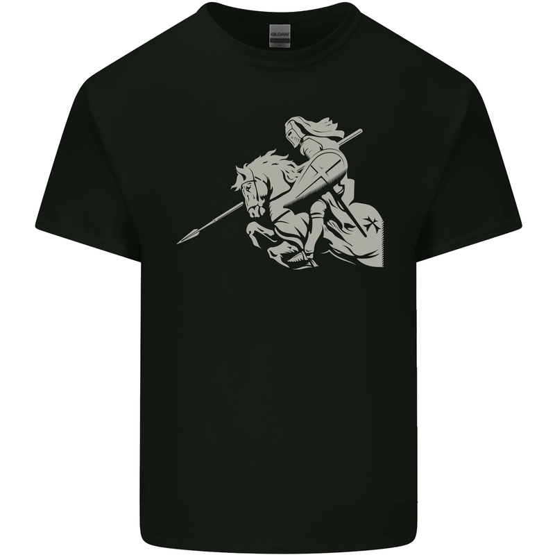 St George On a Horse St. George's Day Mens Cotton T-Shirt Tee Top Black