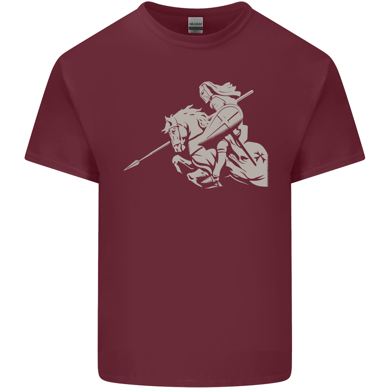 St George On a Horse St. George's Day Mens Cotton T-Shirt Tee Top Maroon