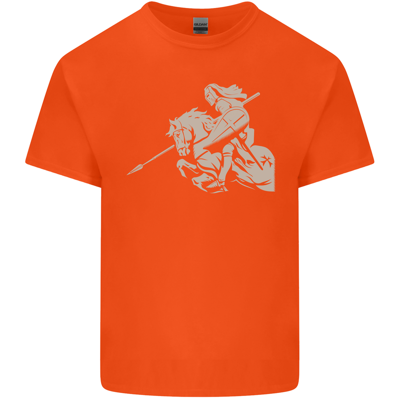 St George On a Horse St. George's Day Mens Cotton T-Shirt Tee Top Orange