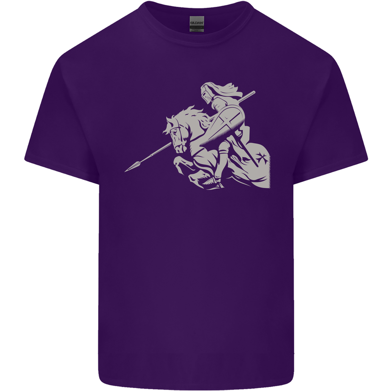 St George On a Horse St. George's Day Mens Cotton T-Shirt Tee Top Purple